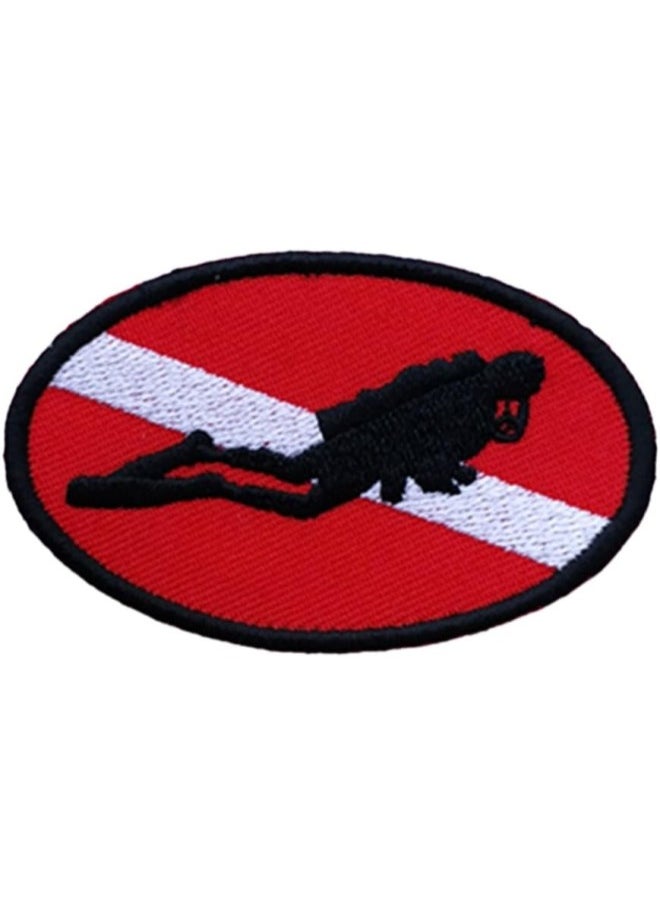 silvercnc Embroidered Iron on Scuba Diver Dive Flag Patch for Backpack Vest Bag Jacket 