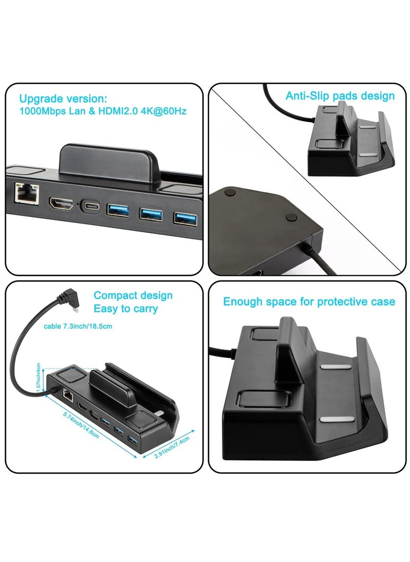 KASTWAVE - Upgraded 4K@60Hz 1000Mbps LAN TV Docking Station for Valve Steam Deck Dock, 6 in 1 Dock with Gigabit Ethernet, HDMI2.0 USB3.0 100W Fast Charging Dock for Stream Deck Dock Station Accessory - Image 1