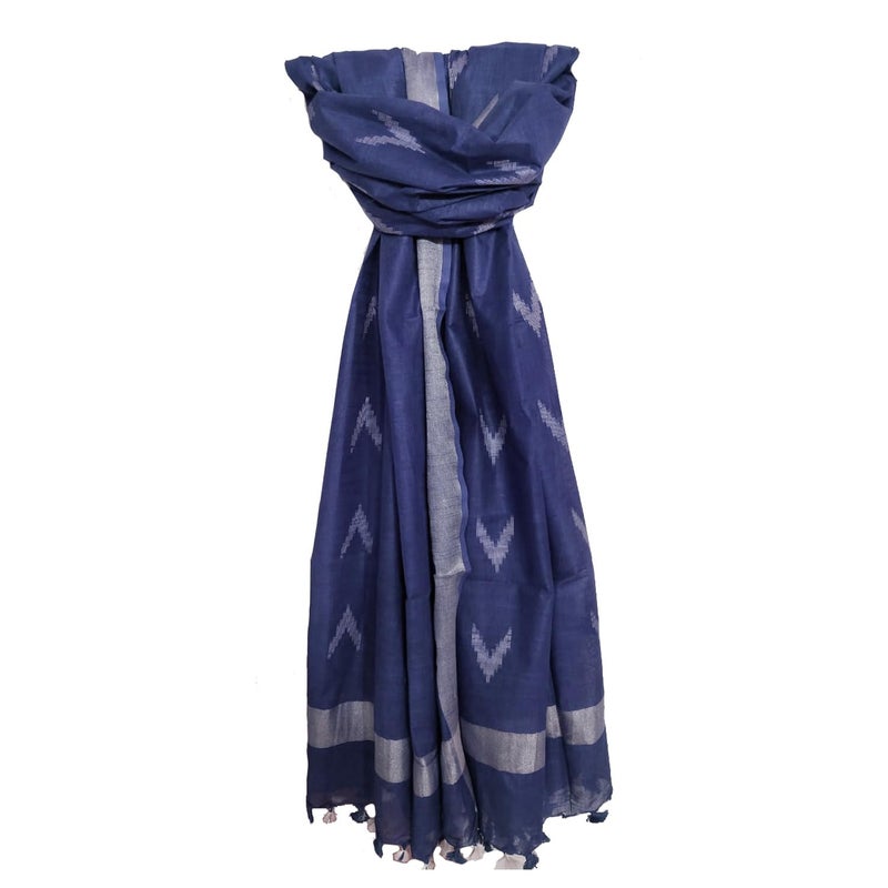 SheenKraft | Women's Handloom Linen Cotton Blend Bhagalpuri Ikkat Dupatta with Zari Designed Free Size_Color Variation (Free, Egyptian_Blue) - Image 5