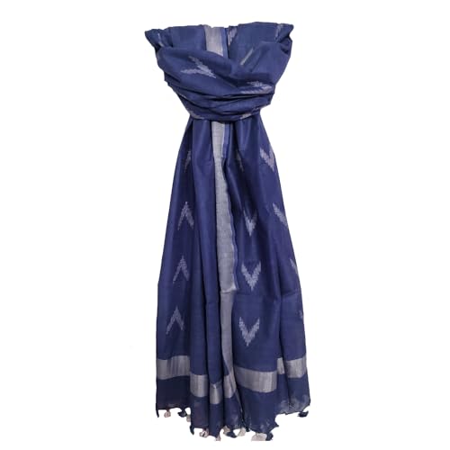 SheenKraft | Women's Handloom Linen Cotton Blend Bhagalpuri Ikkat Dupatta with Zari Designed Free Size_Color Variation (Free, Egyptian_Blue) - Image 2