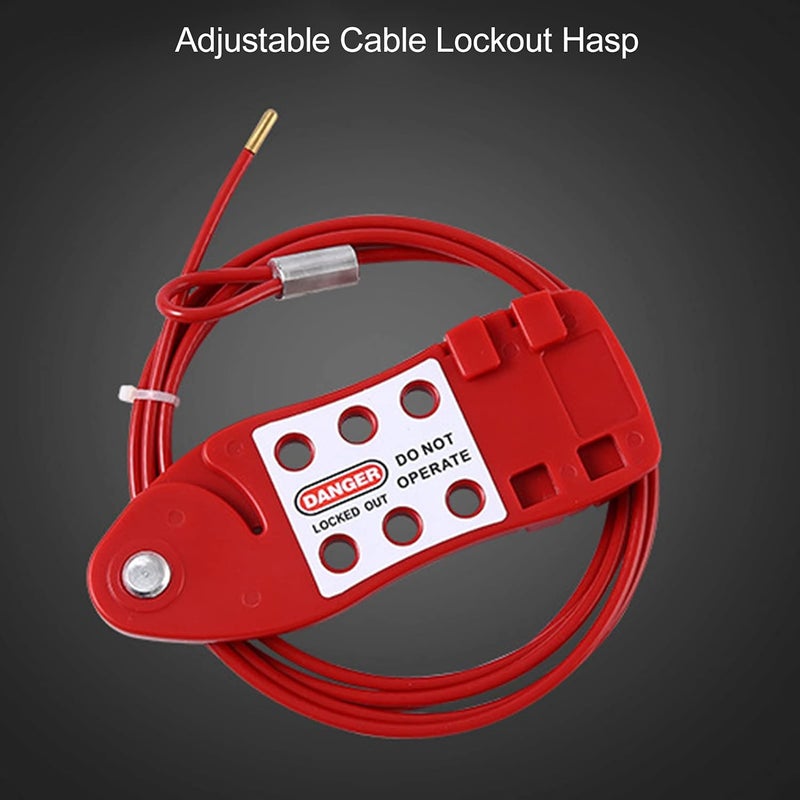 klarako Cable Lockout Hasp, Fish Shaped, Toolbox kit, for Lock Out Tag Out Stations, Red, Adjustable Cable Diameter 4mm/0.16in Length 2m/6.6ft - Image 4
