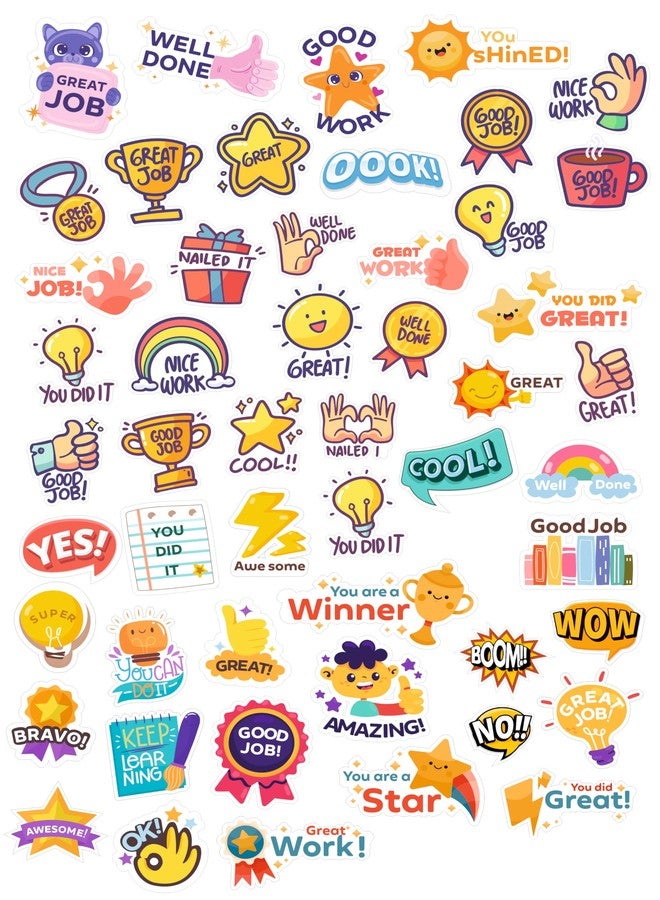 SVM CRAFT® Reward Stickers for Kids, Teachers, Classroom - 20 Designs, 100 Pack Cute Motivational and Encouraging Affirmation Stickers - Image 1