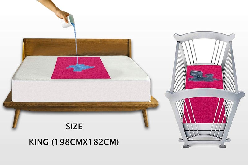 Trance Quick Dry - Soft Bed Protector Waterproof Baby Cot Sheet - (King-198x182 cm,Berry Pink) - Image 3