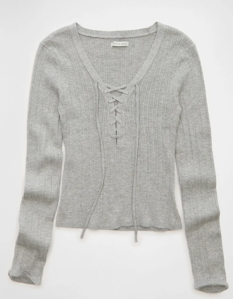 American Eagle  AE Lace-Up Sweater for Women | Best Price UAE