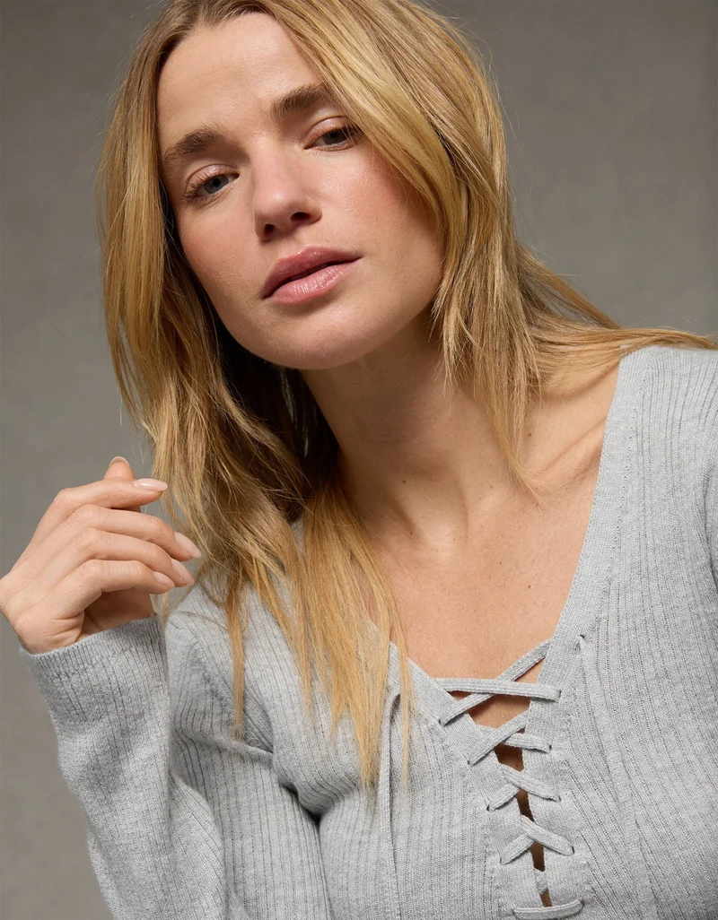 American Eagle  AE Lace-Up Sweater for Women | Best Price UAE