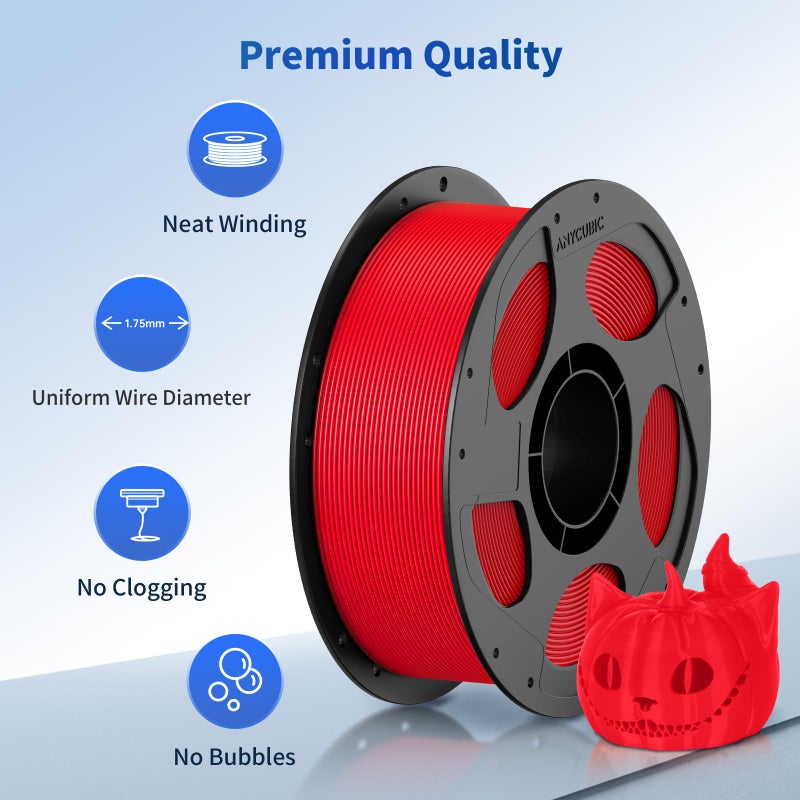 ANYCUBIC PLA Filament 1.75mm Bundle, 3D Printing PLA Filament 1.75mm Dimensional Accuracy +/- 0.02mm, 1KG Reusable Spool (2.2 lbs), 2KG Blue + Red - Image 2