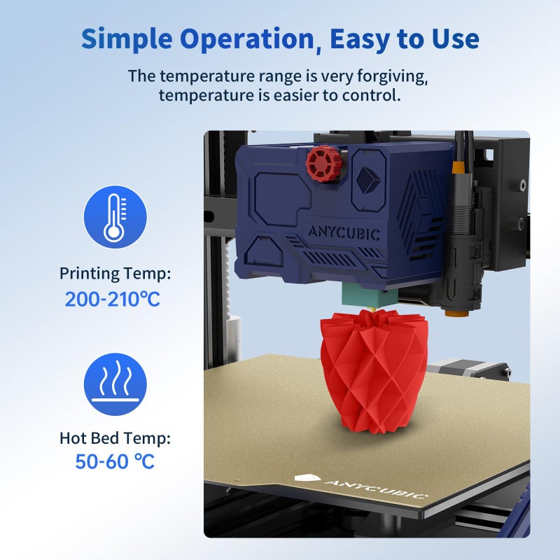ANYCUBIC PLA Filament 1.75mm Bundle, 3D Printing PLA Filament 1.75mm Dimensional Accuracy +/- 0.02mm, 1KG Reusable Spool (2.2 lbs), 2KG Blue + Red - Image 3