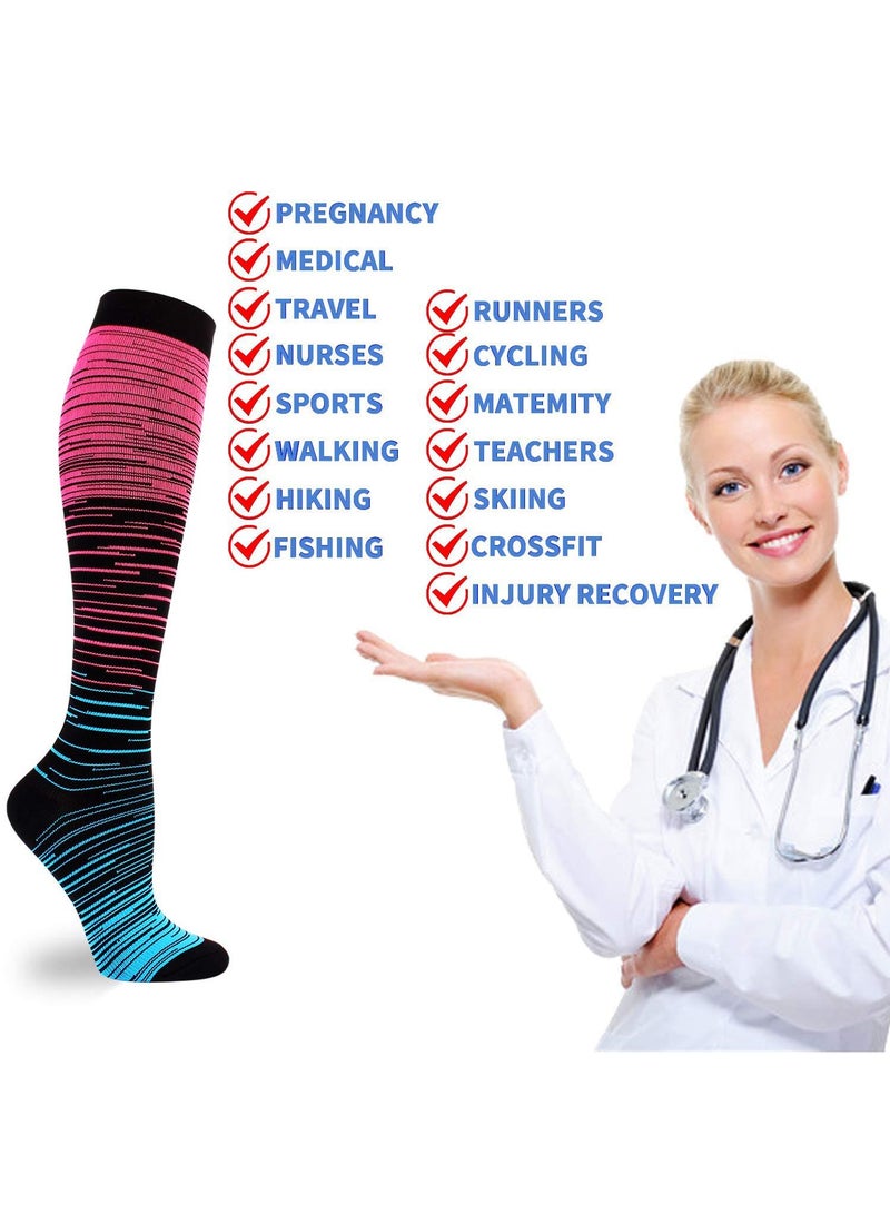 Compression Socks 3 Pairs 20-30mmHg Knee High for Sports Running Travel Nurses Pregnancy - Men Women - Image 4