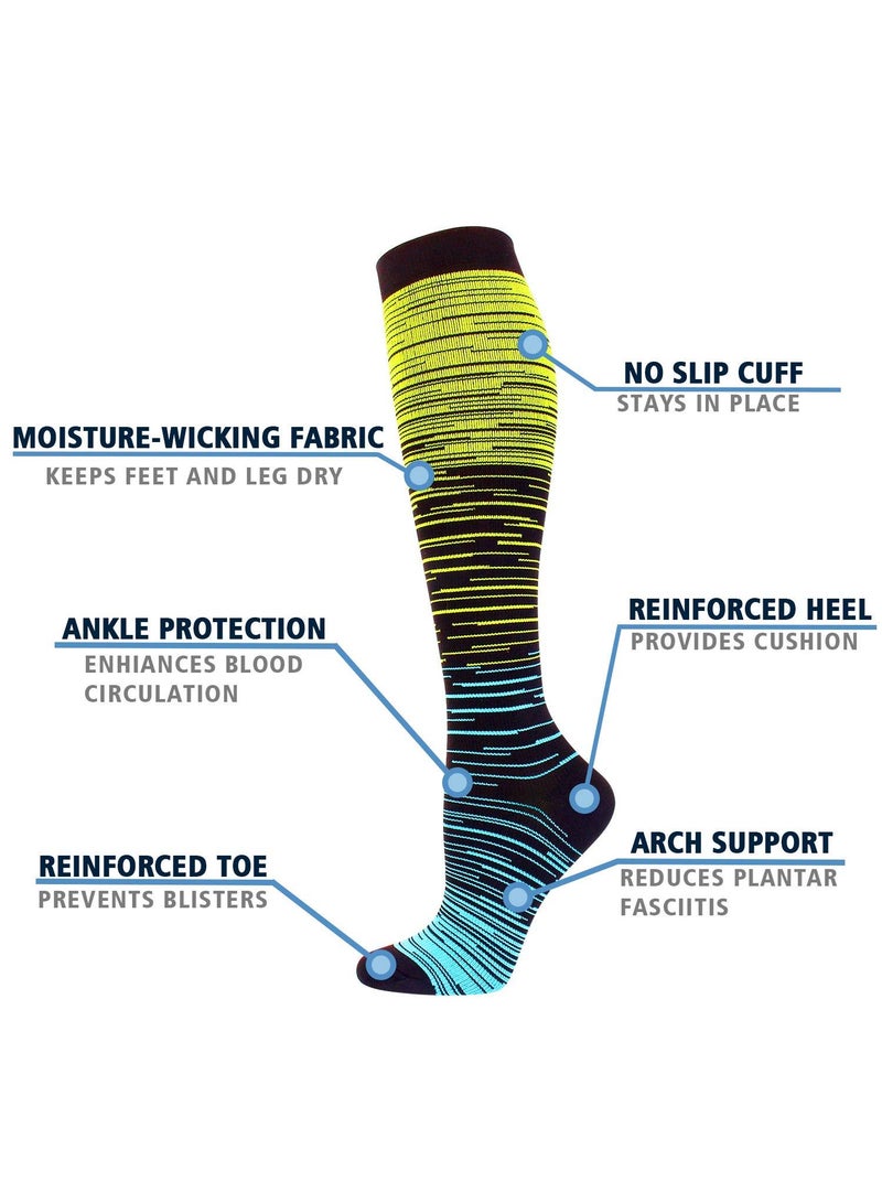 Compression Socks 3 Pairs 20-30mmHg Knee High for Sports Running Travel Nurses Pregnancy - Men Women - Image 3