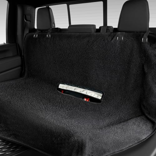 TESFEEL Waterproof Towel Back Seat Cover for Car, Truck, Van & SUV – Durable Rear Bench Seat Cover for Kids & Dogs, Seat Back Protector Easy to Install (Black) - Image 1