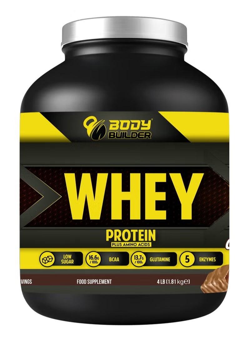 Body Builder 100% Whey Protein - 25g Protein, BCAAs, Glutamine, Digestive Enzymes (4 LB, Chocolate Peanut) - Image 1
