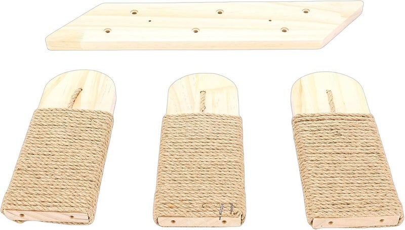 Naroote Cat Climbing Shelf, Wall Mounted Wooden Three Step Cat Stairway, Wall Ladder with Hemp Scratching for Pets Furniture - Image 2