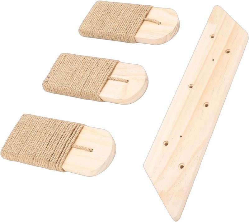 Naroote Cat Climbing Shelf, Wall Mounted Wooden Three Step Cat Stairway, Wall Ladder with Hemp Scratching for Pets Furniture - Image 3