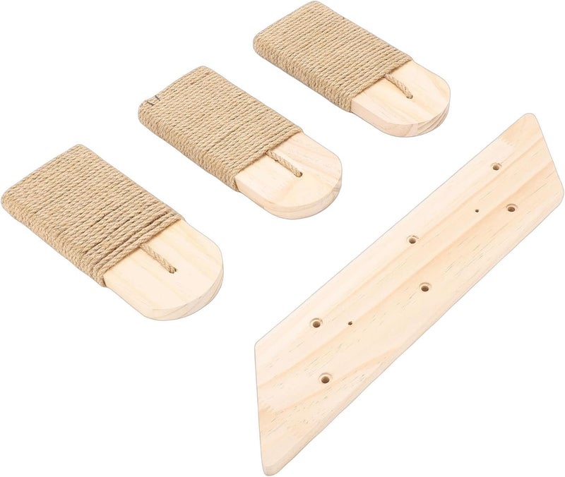 Naroote Cat Climbing Shelf, Wall Mounted Wooden Three Step Cat Stairway, Wall Ladder with Hemp Scratching for Pets Furniture - Image 5