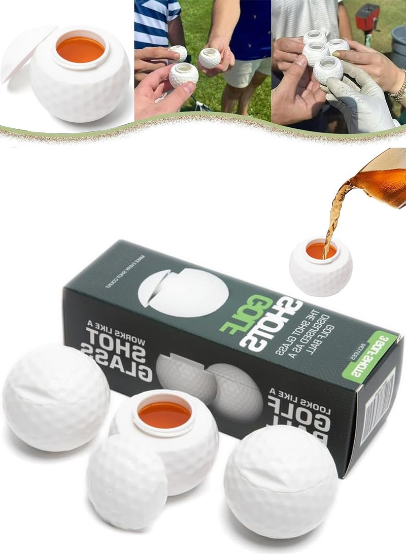 GNAFOTU Golf Ball Shaped Shot Glass, 3 Pieces Golf Cups with Lids - Image 1