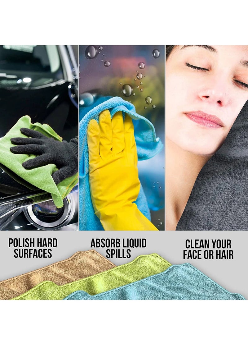 Yuwell Microfiber Cleaning Cloth Cleaning Rag Cleaning Towels 5 Colors Material Polyester 85% Polyamide 15% Wash Dark Colors Separately Kitchen Cleaning Cloth Glass Cleaning Cloths 20 Pcs - Image 4