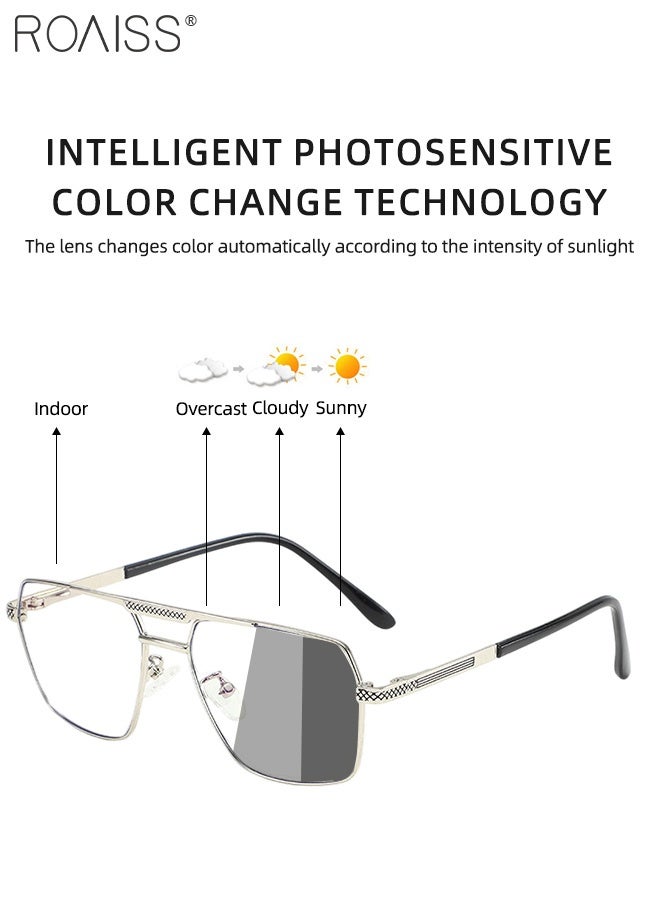 رويس نظارات حجب الضوء الأزرق للرجال مضادة للأشعة فوق البنفسجية والوهج، نظارات قراءة بفلتر للضوء الأزرق، نظارات سداسية الشكل متغيرة اللون مضادة لإجهاد العين، نظارات واقية للكمبيوتر - Image 5