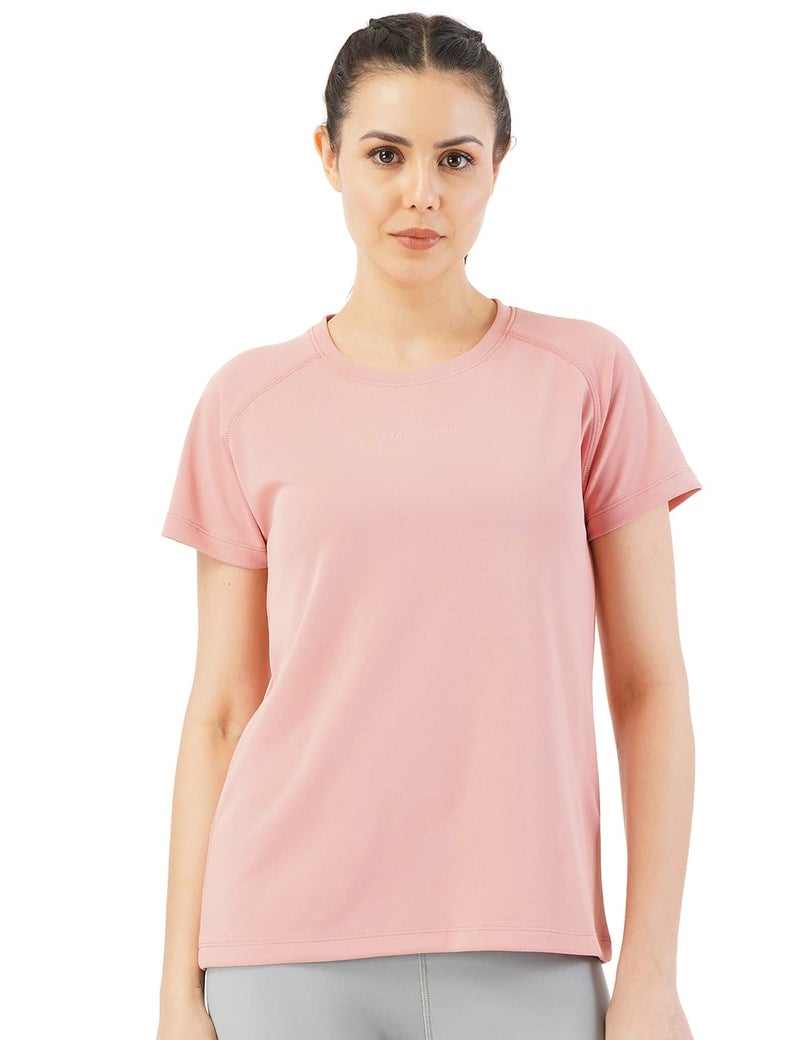 Pump'd Athleisure Women's T-Shirt for Gym -Lightweight, Anti-Odor, UV Protect, Dry Tech, Ultra Soft Seams (Hearty Pink, XL) - Image 1
