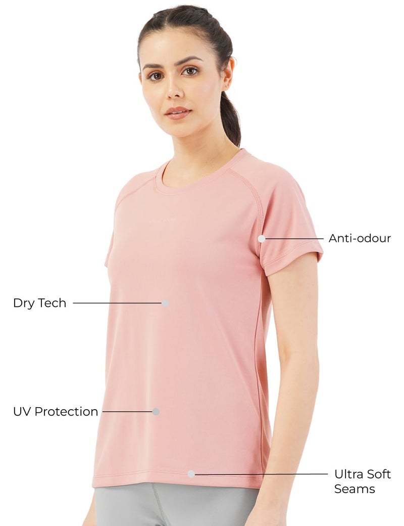 Pump'd Athleisure Women's T-Shirt for Gym -Lightweight, Anti-Odor, UV Protect, Dry Tech, Ultra Soft Seams (Hearty Pink, XL) - Image 3
