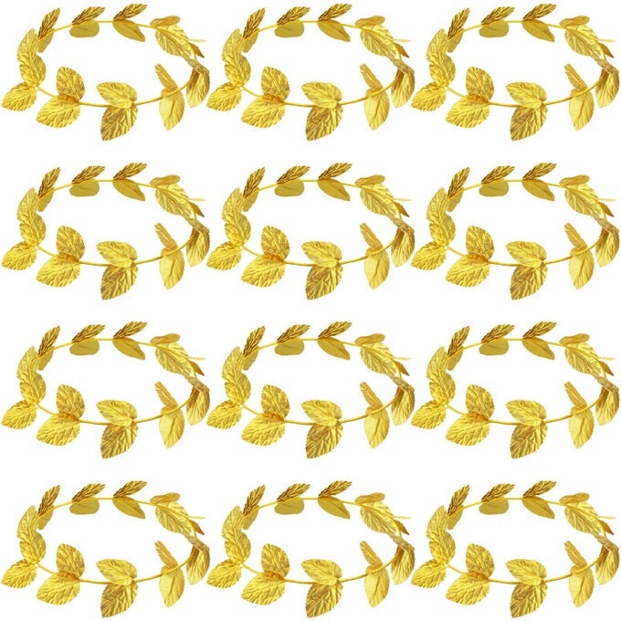 12 PCS GOLD LAUREL CROWN GOLD LEAF GREEK GODDESS COSTUME HEADPIECE FOR WOMEN TOGA PARTY DECORATION ACCESSORIES