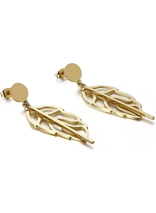 لي كوبر أقراط نسائية من الفولاذ المقاوم للصدأ بطلاء ذهبي