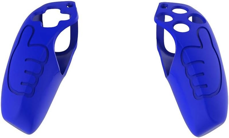 Asokex Skin for PS5 Controller Grips, Silicone Case Cover for PlayStation 5 Anti-Slip Protector with 10pcs Thumb Joysticks Caps (M Type-Blue) - Image 3