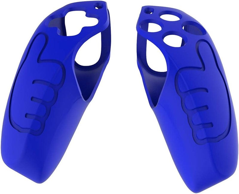 Asokex Skin for PS5 Controller Grips, Silicone Case Cover for PlayStation 5 Anti-Slip Protector with 10pcs Thumb Joysticks Caps (M Type-Blue) - Image 2