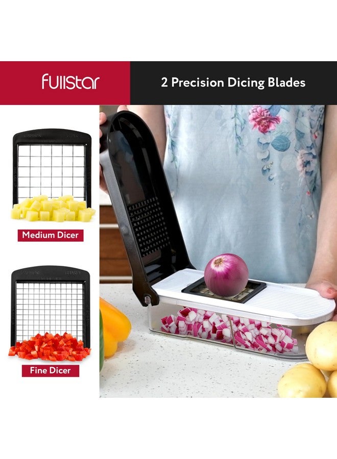 Fullstar Vegetable Chopper, Mandoline Slicer - Cheese Grater, Food Chopper with Container, Kitchen Gadgets, Home Essentials (10-in-1, White/Black) - Image 2