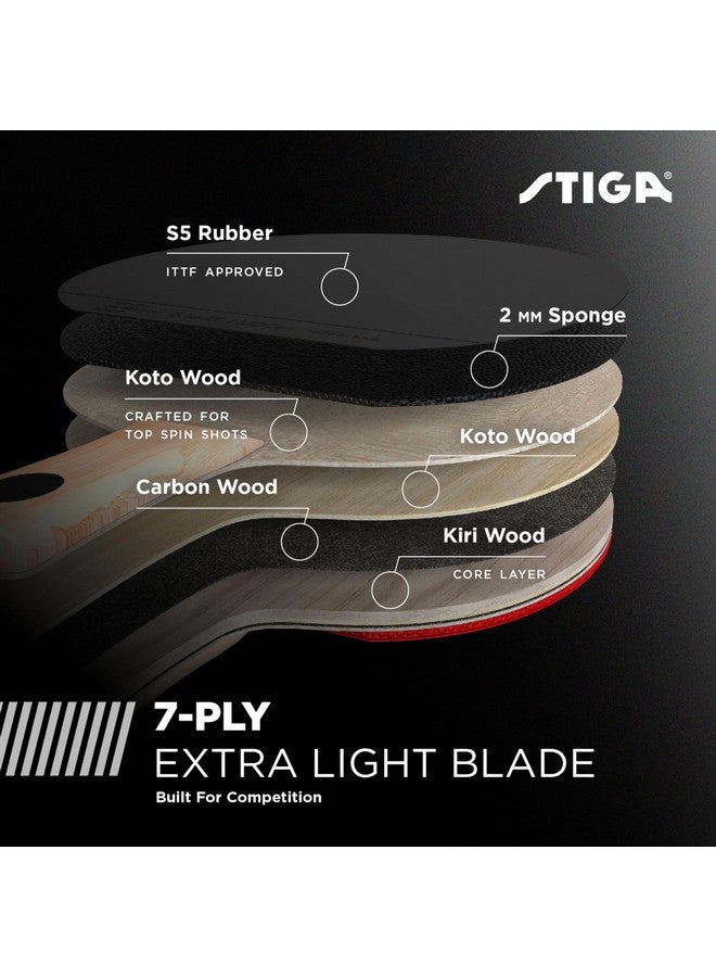 Stiga Carbon Fiber Ping Pong Paddle - 2Mm Sponge, Flared Handle - Performance Table Tennis Racket, Black - Image 3