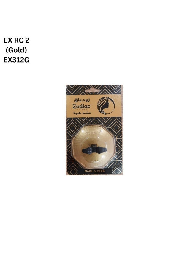 زودياك مشط شعر زودياك EX312G-GOLD مصنوع من الكربون بأسنان مستديرة - للجنسين، مضاد للكهرباء الساكنة، خفيف الوزن ولطيف على فروة الرأس - مثالي للاستخدام في الصالونات والمنزل