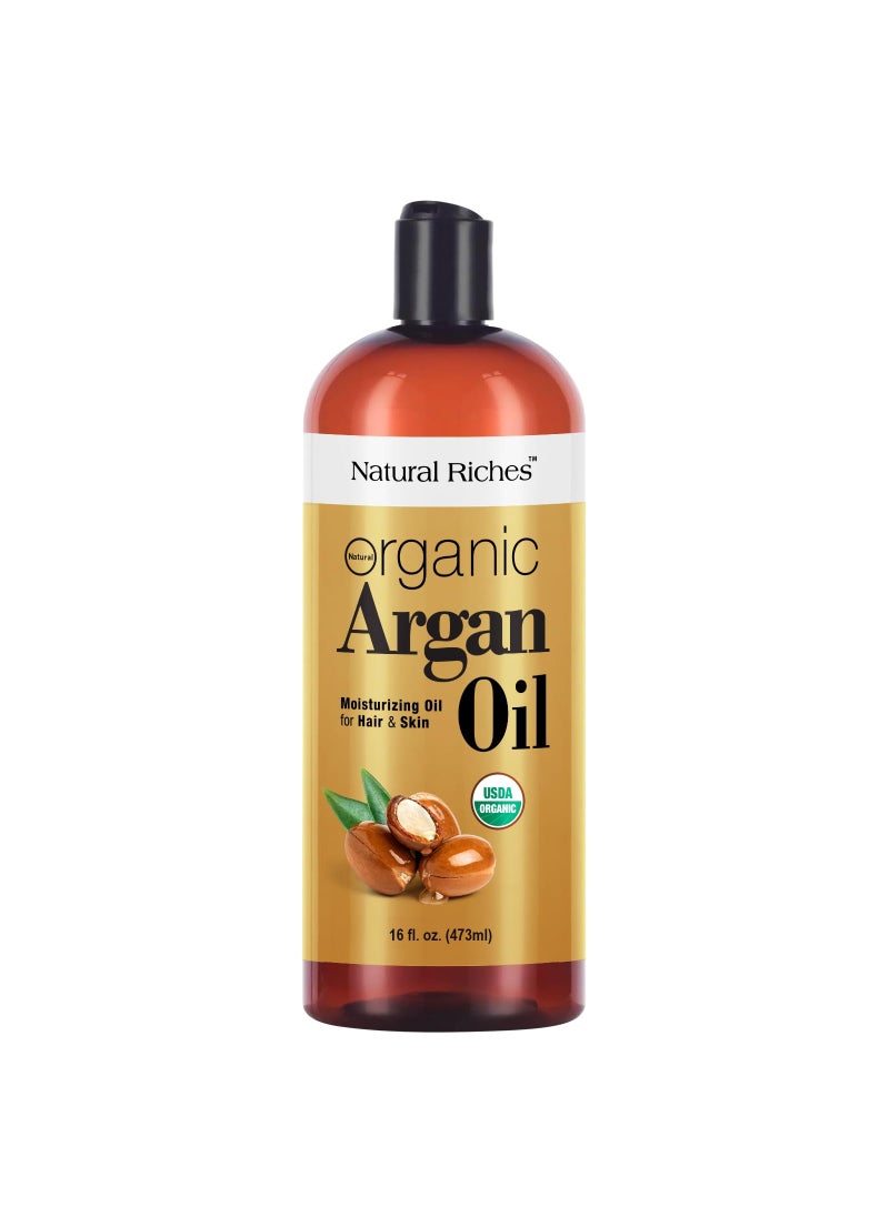 Natural Riches Natural Riches Organic Argan Oil of Morocco 16oz Penetrating Hair oil Deep Moisturizing Serum for Dry, Damaged & Coarse Hair pure Moroccanoil Cold Pressed for Hair, Face and Body 