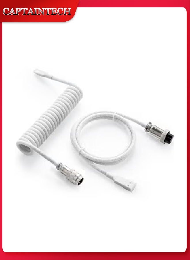 Captaintech Premium Coiled USB-C Gaming Keyboard Cable – Double-Sleeved Aviator Detachable Design | 1.5M USB-C to USB-A for Mechanical Keyboards (Custom Colors) - Image 1