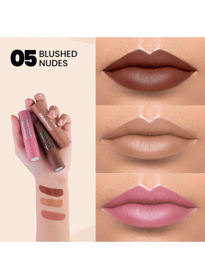 مارس مجموعة MARS Matte Box Set من 3 أحمر شفاه للنساء | يدوم طويلاً | لمسة نهائية ناعمة | مرطب | تصبغ بلمسة واحدة (3x3.2 جم) (05-Blushed & Nudes) - Image 2