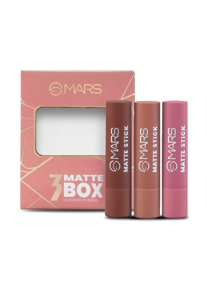 مارس مجموعة MARS Matte Box Set من 3 أحمر شفاه للنساء | يدوم طويلاً | لمسة نهائية ناعمة | مرطب | تصبغ بلمسة واحدة (3x3.2 جم) (05-Blushed & Nudes) - Image 1