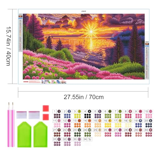 JOOZ Large Landscape Diamond Art Kits for Adults 5D Sunset Diamond Painting Kits for Adults DIY Full Drill Extra Large Lake Diamond Art Painting Gem Art Kits for Home Wall Decor 275x157 Inch - Image 3