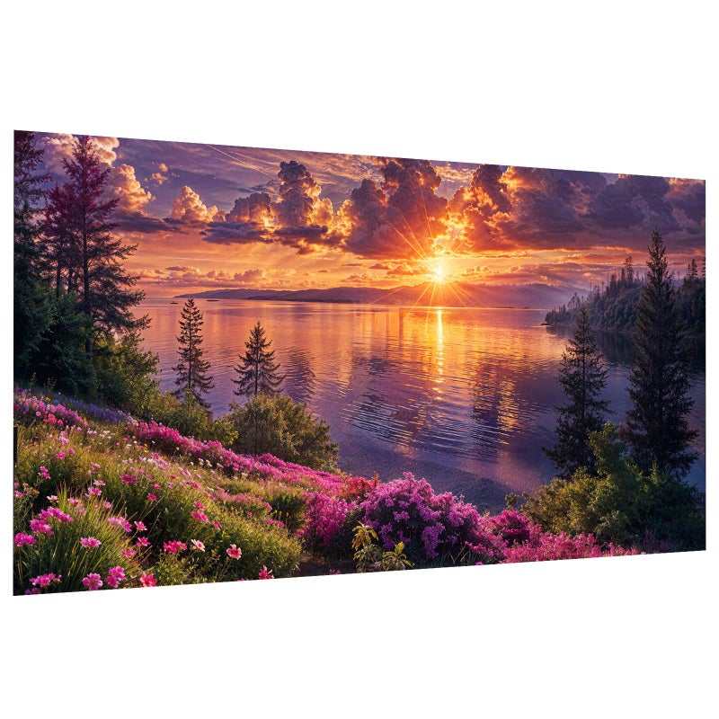 JOOZ Large Landscape Diamond Art Kits for Adults 5D Sunset Diamond Painting Kits for Adults DIY Full Drill Extra Large Lake Diamond Art Painting Gem Art Kits for Home Wall Decor 275x157 Inch - Image 2