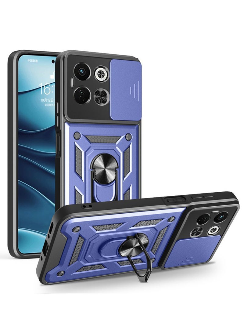 for TECNO Spark 30 5G Case Cover, Slide Camera Lens Cover, Magnetic Ring Holder Kickstand Protective Phone Case for TECNO Spark 30 5G, Blue. 