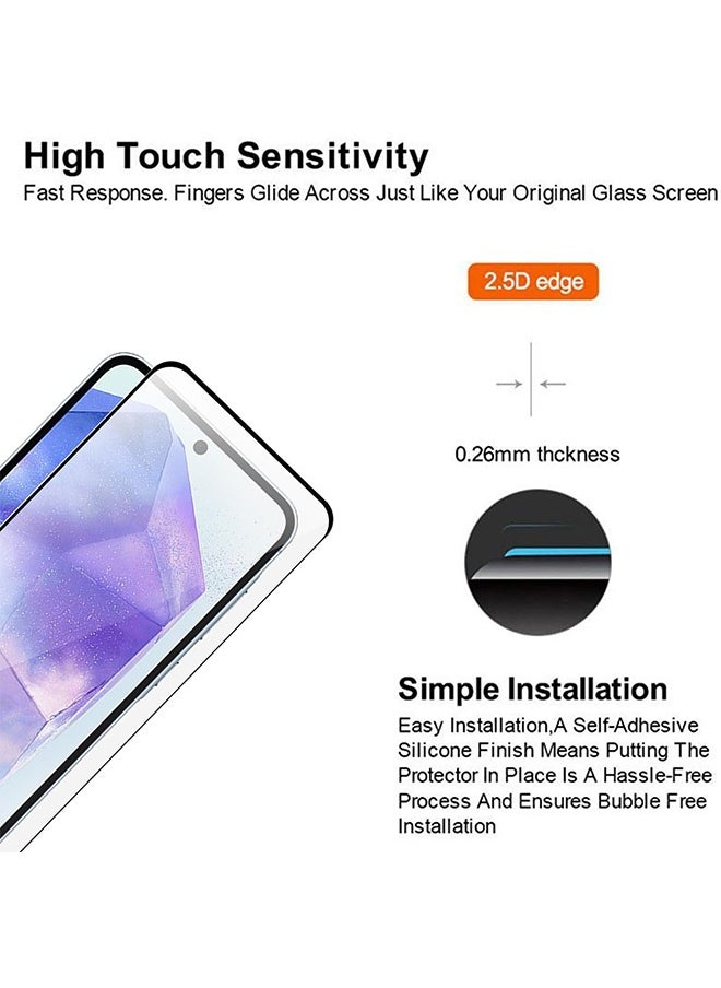 SNBFA 2 Pack Screen Protector for Samsung Galaxy A55 5G, Full Coverage Tempered Glass Screen Protector Film [HD Clear] [9H Hardness] [Anti-Scratch] for Samsung Galaxy A55 5G  - Image 3