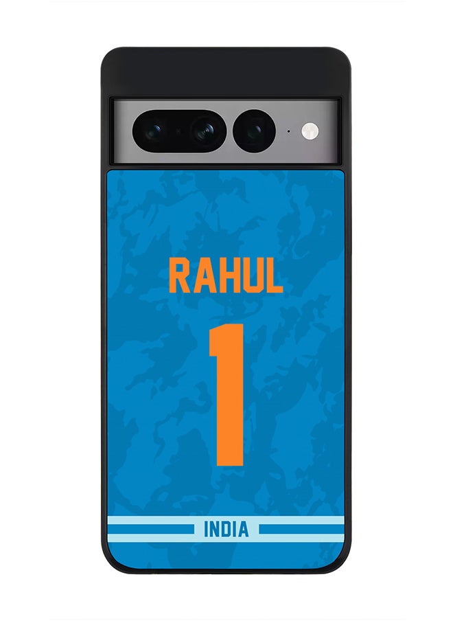 Stylizedd Rugged Black Edge Case for Google Pixel 7 Pro, Slim fit Soft Case Flexible Rubber Edges Thin Cover - Player Name - KL Rahul, Jersey Number- 1  - Image 1