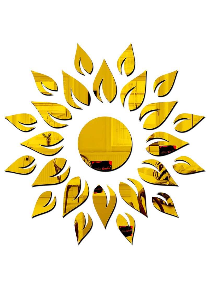Bikri Kendra Bikri Kendra Sun Shine Golden Decorative Mirror Stickers for Wall Wall Mirror Stickers 3D Acrylic Stickers Wall Stickers for Hall Room Bed Room Kitchen Living Room Kids Room 