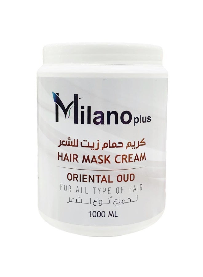 Milano Plus Hair Mask Cream Oriental Oud 1000ml Infused with Real Extracts for Natural shine and care for Hair | Salon Care at Home - Image 1