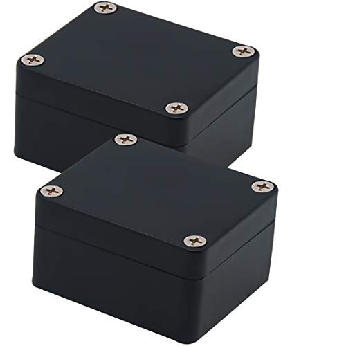 Zulkit Junction Box, Zulkit Project Box IP65 Waterproof Outdoor Box ABS Plastic Electrical Boxes Electronic Enclosure Black 2.48 x 2.28 x 1.38 inch (63 x 58 x 35mm) (Pack of 2) - Image 1