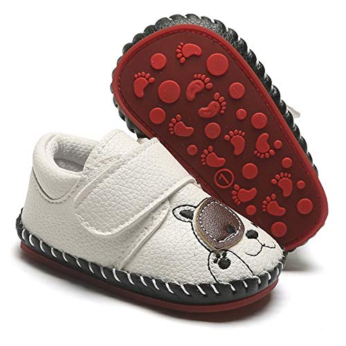 HsdsBebe Baby Boys Girls Pu Leather Hard Bottom Walking Sneakers Toddler Rubber Sole First Walkers Infant Cartoon Slippers Crib Shoes(6-12 Months) - Image 1
