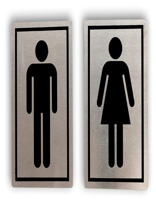 eSplanade Stainless Steel Men & Women Toilet Sign Bathroom (6 x 4 inches) | Male & Female Washroom Door Sign Sticker - Easy to Mount Weather Resistant Long Lasting Ink - Image 2