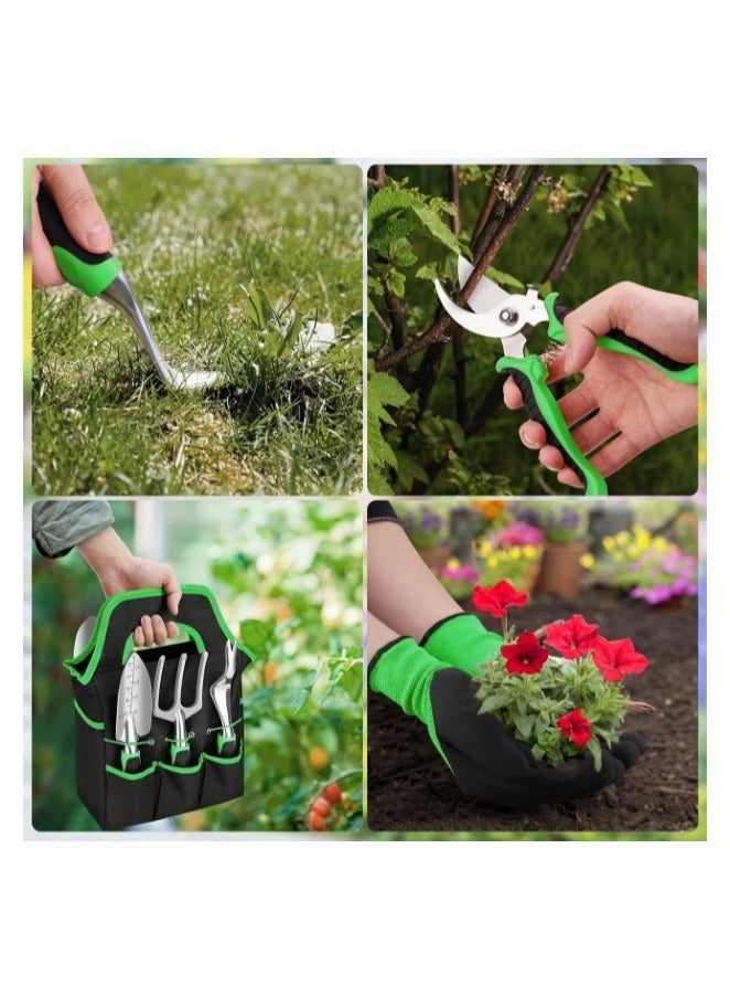 LINGWEI مجموعة أدوات الحديقة، 8 قطع أدوات يدوية من سبائك الألمنيوم الثقيلة والخفيفة مع مقبض مريح غير قابل للانزلاق، حقيبة تخزين - Image 3