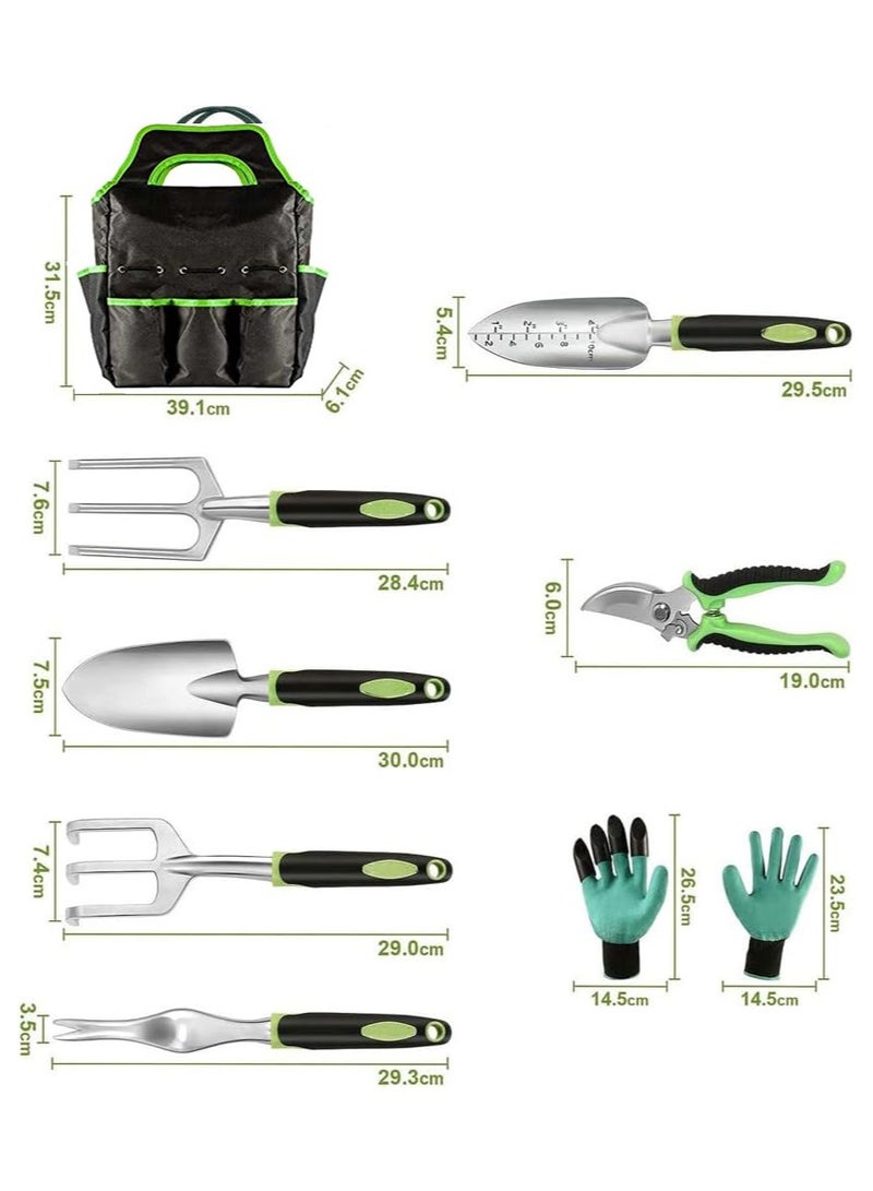 LINGWEI مجموعة أدوات الحديقة، 8 قطع أدوات يدوية من سبائك الألمنيوم الثقيلة والخفيفة مع مقبض مريح غير قابل للانزلاق، حقيبة تخزين - Image 4
