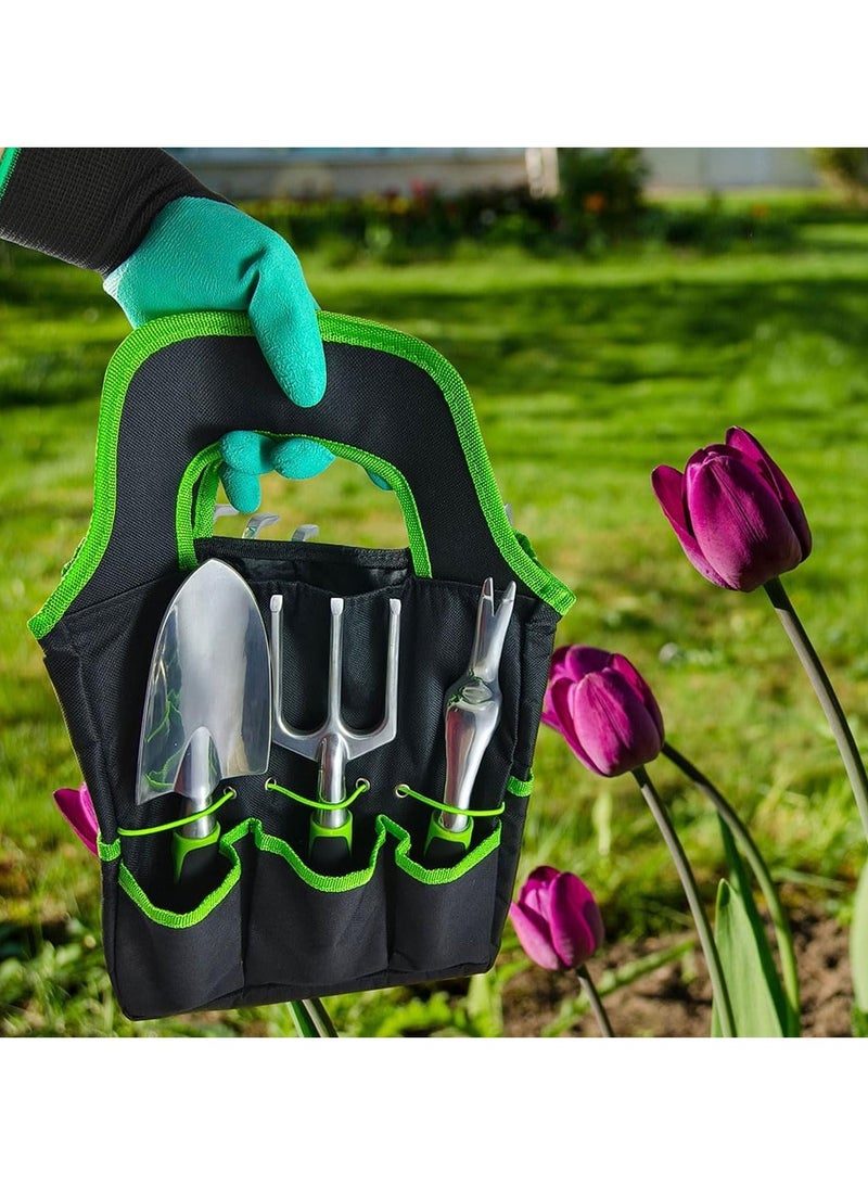 LINGWEI مجموعة أدوات الحديقة، 8 قطع أدوات يدوية من سبائك الألمنيوم الثقيلة والخفيفة مع مقبض مريح غير قابل للانزلاق، حقيبة تخزين - Image 5