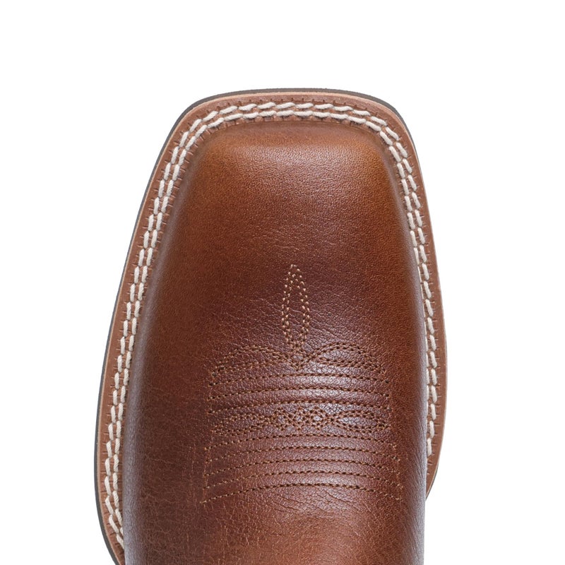 IUV Women's Leather Western Boots Square Toe Cowboy Boots for women Mid Calf Classic Cowgirl Boots Genuine leather toe and heel, textured sheepskin shaft - Image 4