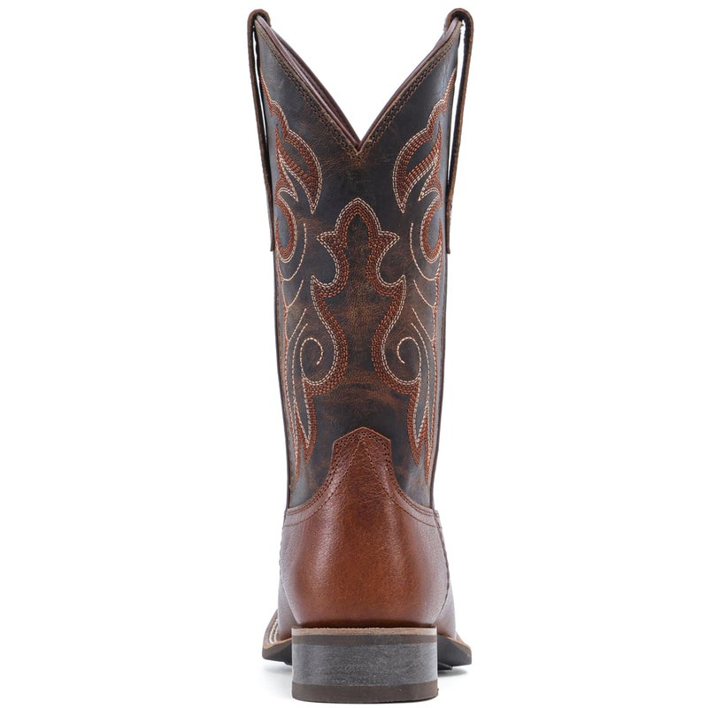 IUV Women's Leather Western Boots Square Toe Cowboy Boots for women Mid Calf Classic Cowgirl Boots Genuine leather toe and heel, textured sheepskin shaft - Image 5