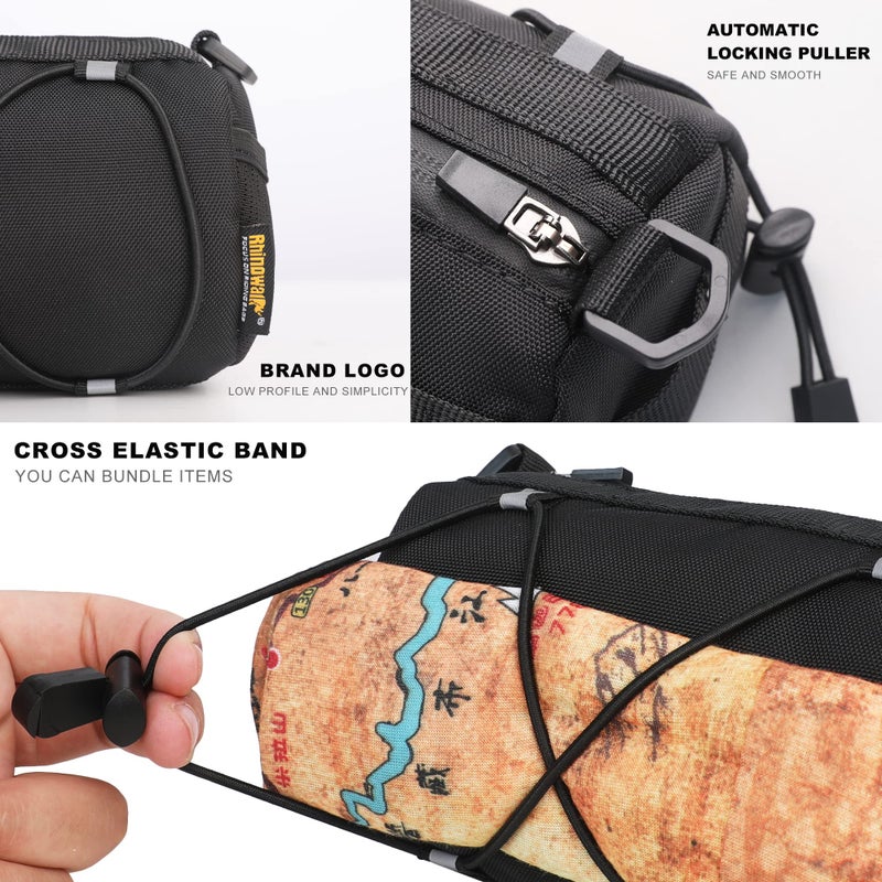 Rhinowalk Bike Handlebar Bag Bicycle Front Bag Shoulder Bag Storage Bag with Shoulder Strap for Road Mountain Bike Cycling Travel (Black) - Image 3